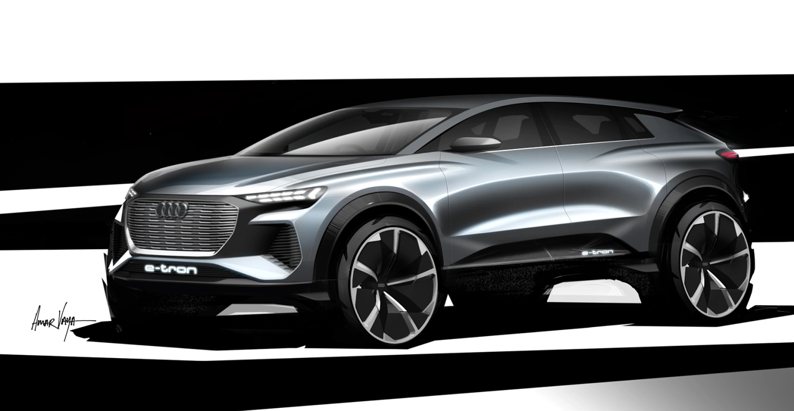 Audi geeft designschetsen Q4 e-tron vrij
